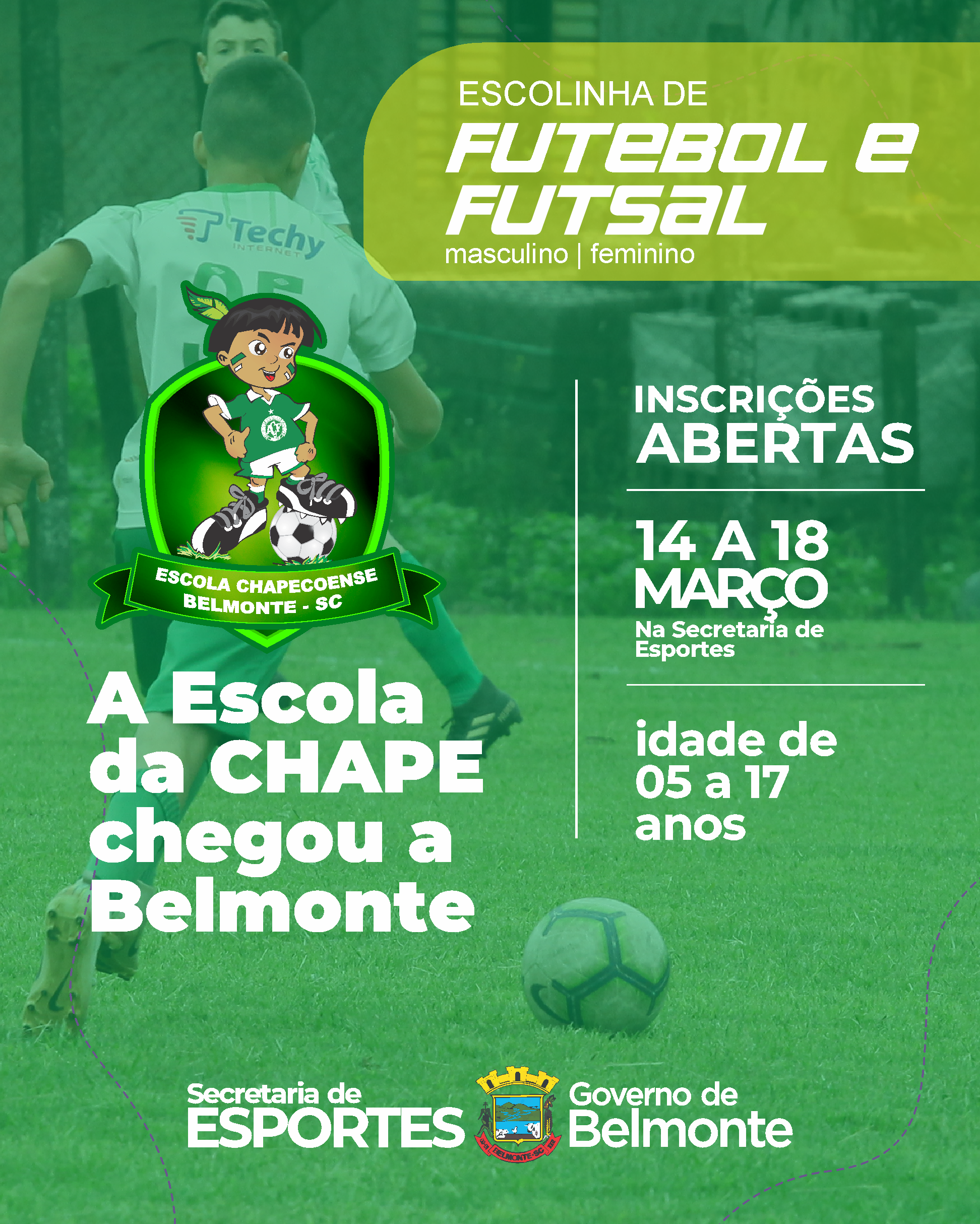 Prefeitura abre inscrições para Escolinha de Futebol no